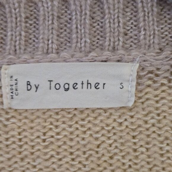 By Together Milie Striped Sweater V Neck Cozy Soft Wool Blend Neutral Size S - Picture 7 of 8